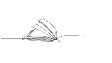 Açık kitap, çizgi sanat animasyonunun sürekli tek satır çizimi