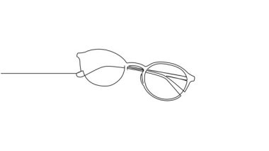 bir çift gözlük, çizgi sanat animasyonu sürekli tek çizgi çizimi