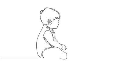 Çizgi sanatı animasyonu, yerde oturan genç bir çocuğun sürekli çizimi.