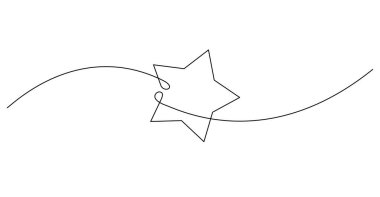 Basit yıldız şeklinin aralıksız tek çizgi çizimi, çizgi sanat vektörü çizimi