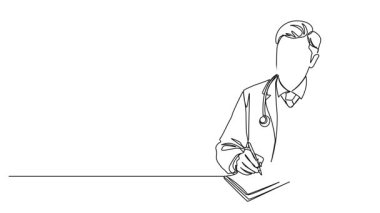 Tıp doktorunun sürekli not aldığı çizimler, çizgi sanatı animasyonu