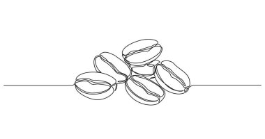 Kahve çekirdeklerinin sürekli çizimi, çizgi sanat vektörü çizimi