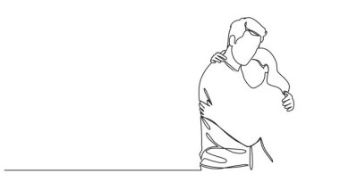 Animasyonlu tek çizgi halinde kadın ve erkeğin kucaklaşması, çizgi sanatı animasyonu