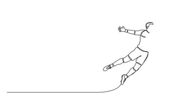 Futbol kalecisinin top yakalamak için zıplaması, çizgi çizgisi animasyonu.