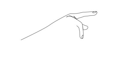 İşaret parmağı, çizgi sanatı animasyonu ile el işaretinin sürekli tek çizgi çizimi