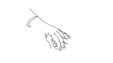 Animasyonlu tek çizgi halinde, genç çocukların el ele tutuşmaları, çizgi halinde sanat animasyonları.