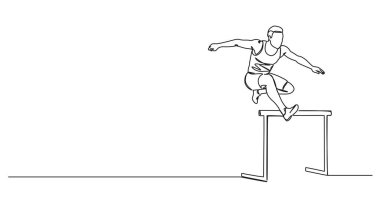 Erkek engellinin kesintisiz tek çizgi çizimi, çizgi sanat vektörü illüstrasyonu