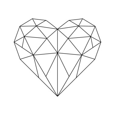 Çokgen kalp şekli, geometrik üçgen aşk sembolü