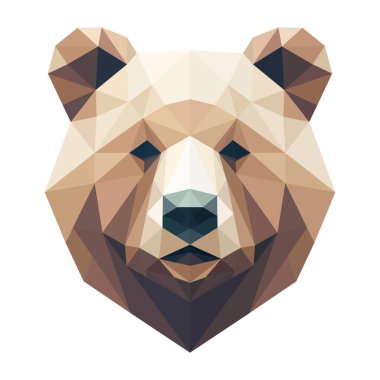 Basit çokgen boz ayı başı illüstrasyonu