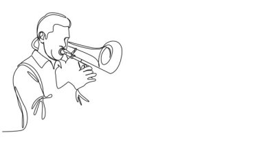 insan trombon, çizgi sanat animasyonu çalarken sürekli çizilen animasyon
