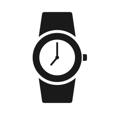 Basit siyah kol saati sembolü, vektör illüstrasyonu