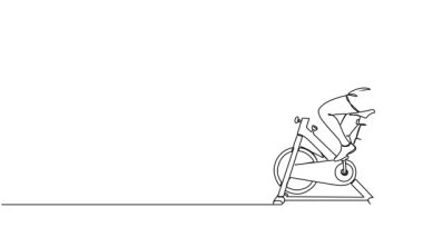 İç mekan bisikleti, çizgi sanat animasyonu üzerinde egzersiz yapan bir kadının sürekli çizimi.