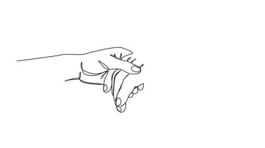 Animasyonlu tek sıra halinde kadının nazikçe bir erkeğin elini tutuşu, el ele tutuşan bir çift sanat animasyonu.