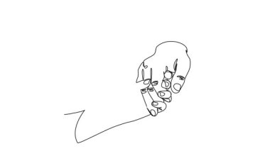 bir çocuğun ebeveynin el ele tutuşması, çizgi sanatı animasyonu.