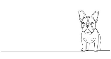 Şirin Fransız buldogunun aralıksız çizimleri, çizgili sanat vektörü çizimleri