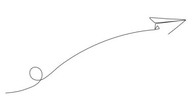 Uçan kağıttan düzlemin sürekli çizimi, çizgi sanat animasyonu