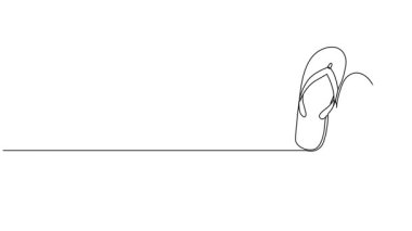 hareketli tek çizgi çizimi parmak arası terlikler, çizgi sanat animasyonu