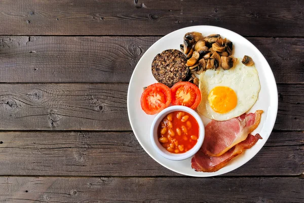 Desayuno Escocés Completo Con Haggis Vista Superior Sobre Fondo Rústico —  Fotos de Stock