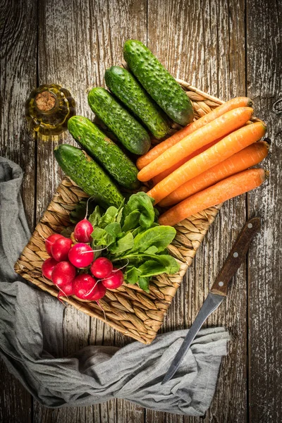 Świeże Warzywa Ogrodu Skupienie Selektywne — Zdjęcie stockowe