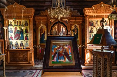 PUCHLY, POLAND - 5 Eylül 2022: Odrynki 'deki Ortodoks Aziz Antoni ve Teodozjusz Pieczerski' nin İçişleri.