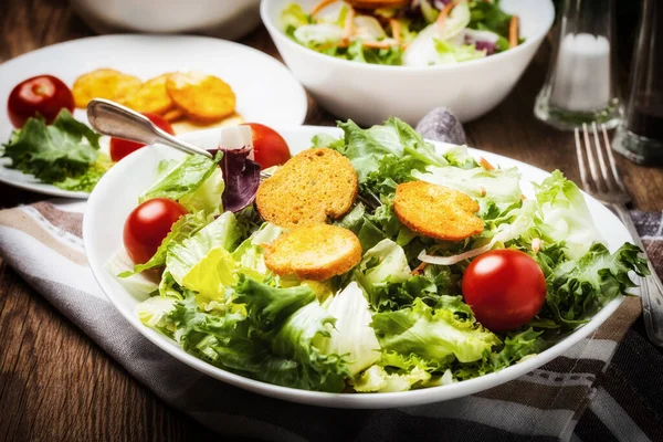 Mixed Salad White Bowl Selective Focus — Stock Photo, Image