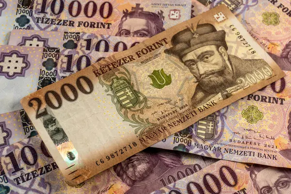 Katowice Polonia Junio 2022 Moneda Nacional Hungría Billete 2000 10000 — Foto de Stock