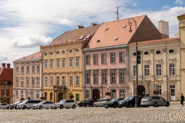 ZNOJMO, CZECH Cumhuriyet - Eylül 04; 2023: Masaryk Meydanı. Tarihi bir merkez. Şehir merkezinde.