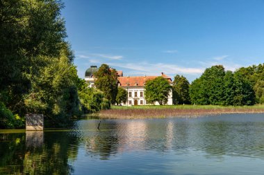 RIEGERSBURG, ALTI AUSTRIA - Eylül 05, 2023: The castle of Ruegers, Çek Cumhuriyeti sınırında, Hardegg yakınlarında Riegersburg 'da bir kaledir..