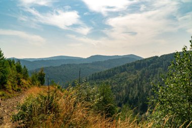 Beskids dağlarında turist gezisi.