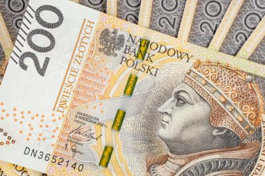 Polonya Merkez Bankası tarafından çıkarılan 200 PLN banknotları.