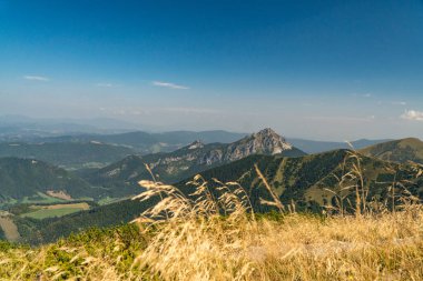 Dağların tepelerine bakan yürüyüş izleri..