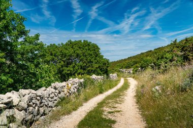 Aziz Vitus Dağı 'nın (Sveti Vid) tepesine yürüyüş yolu Pag adasının en yüksek zirvesi..