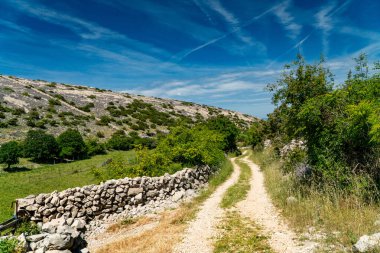 Aziz Vitus Dağı 'nın (Sveti Vid) tepesine yürüyüş yolu Pag adasının en yüksek zirvesi..