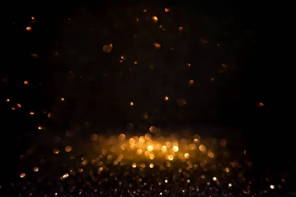 Warm Golden Bokeh Lights Illuminate Dark Backdrop Creating Abstract Pattern Royalty Free Stock Photos