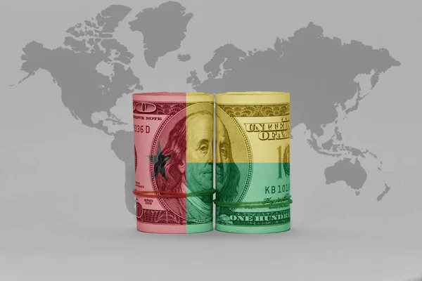 ドル紙幣に描かれたモルビサウの国旗グレーの世界地図背景3Dイラスト — ストック写真