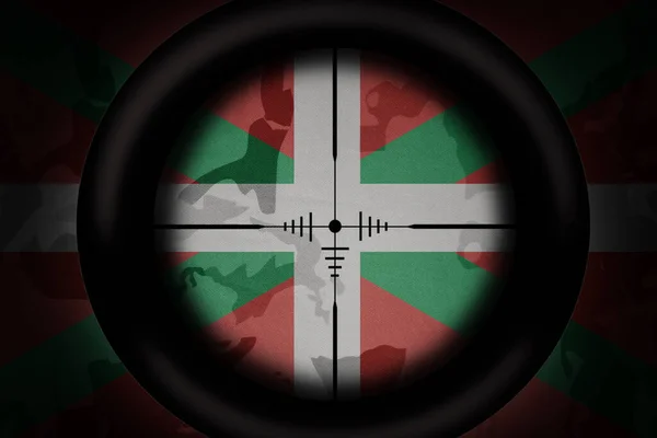 Âmbito Sniper Destinado Bandeira Nacional País Basco Sobre Fundo Textura — Fotografia de Stock