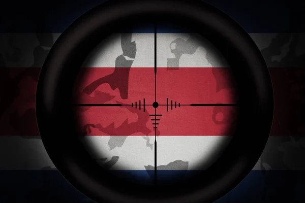 Sniper Scope Aimed National Flag Costa Rica Khaki Texture Background — Stock Photo, Image