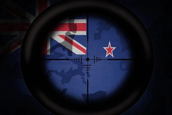 Alcance Francotirador Dirigido Bandera Nacional Nueva Zelanda Fondo Textura Caqui —  Fotos de Stock