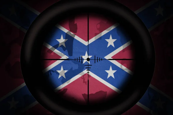 Fekete Mesterlövész Távcső Célja Konföderációs Jack Zászló Khaki Textúra Háttér — Stock Fotó