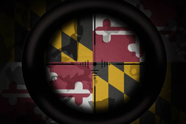 Alcance Francotirador Negro Dirigido Bandera Del Estado Maryland Fondo Textura — Foto de Stock