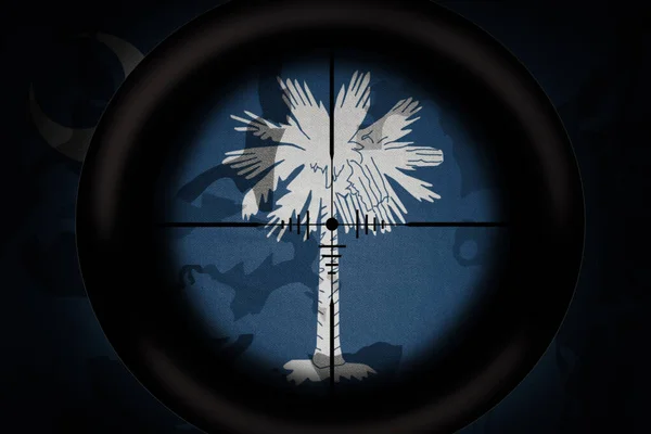 Black Sniper Scope Aimed Flag South Carolina State Khaki Texture — Stock Photo, Image