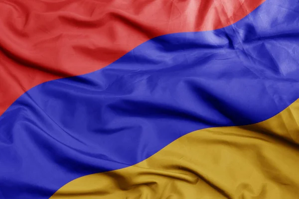 Zwaaiende Kleurrijke Nationale Vlag Van Armenia Macro Schot Illustratie — Stockfoto