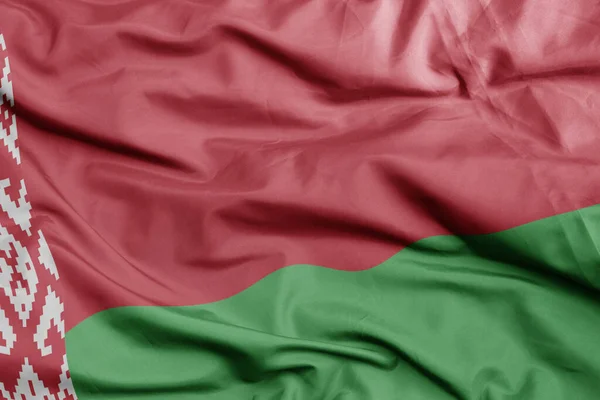 Waving Colorful National Flag Belarus Macro Shot Illustration — Stock Photo, Image
