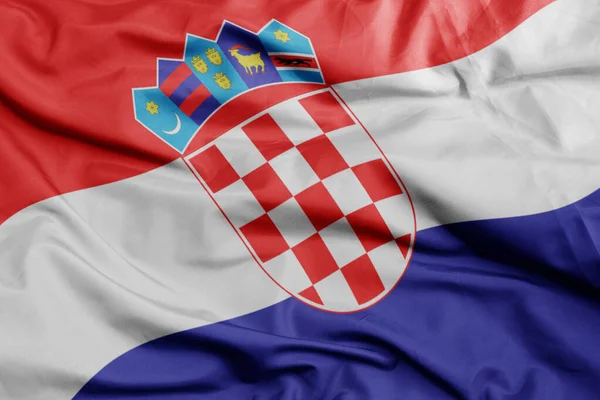 Acenando Bandeira Nacional Colorido Croatia Macro Tiro Ilustração — Fotografia de Stock