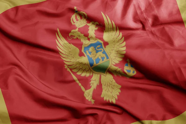 Ondeando Colorida Bandera Nacional Montenegro Macro Disparo Ilustración — Foto de Stock