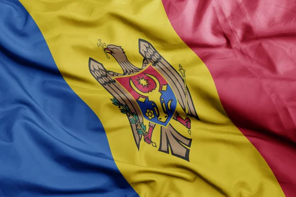 Ondeando Colorida Bandera Nacional Moldavia Macro Disparo Ilustración —  Fotos de Stock