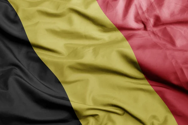 Viftande Färgglada Nationella Flagga Belgium Macro Skott Illustration — Stockfoto
