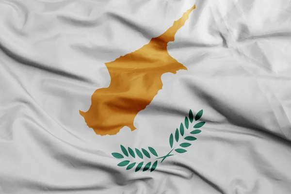 Mávání Barevnou Národní Vlajkou Cyprus Macro Shot Ilustrace — Stock fotografie