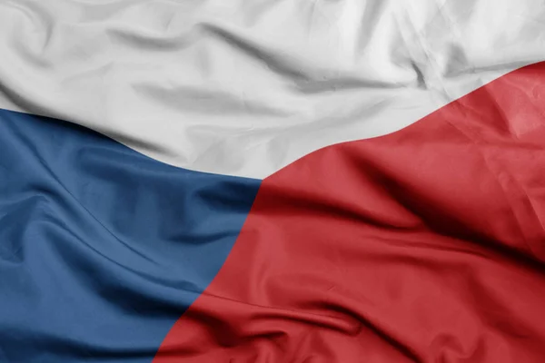 Machanie Barwną Flagą Republiki Czeskiej Strzał Makro Ilustracja — Zdjęcie stockowe