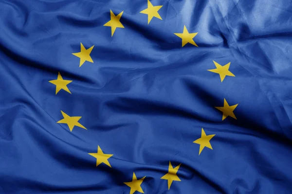Zwaaiende Kleurrijke Nationale Vlag Van Europese Union Macro Schot Illustratie — Stockfoto